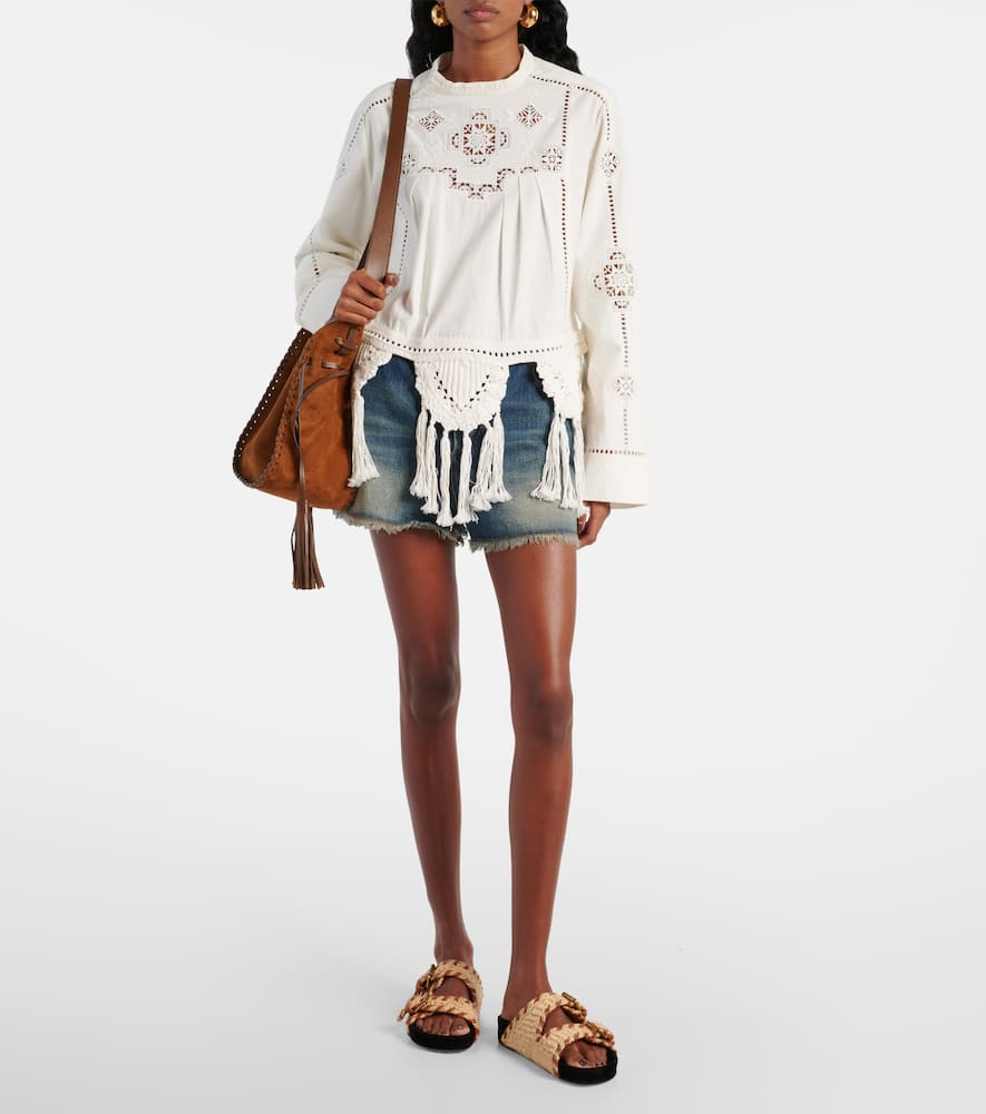 Isabel Marant Lennyo Leather-trimmed Woven Raffia Sandals In Neutrals