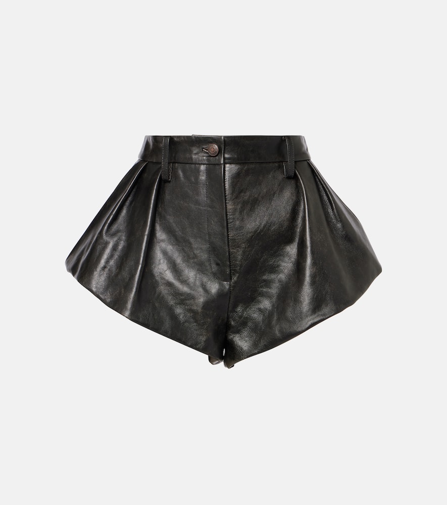 Magda Butrym High-rise Shorts Aus Leder In Schwarz