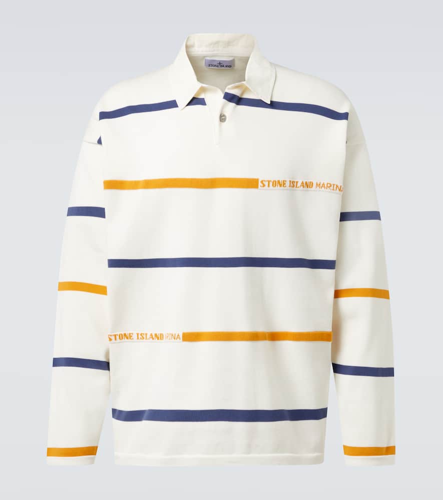 Stone Island Striped Cotton Shirt In White