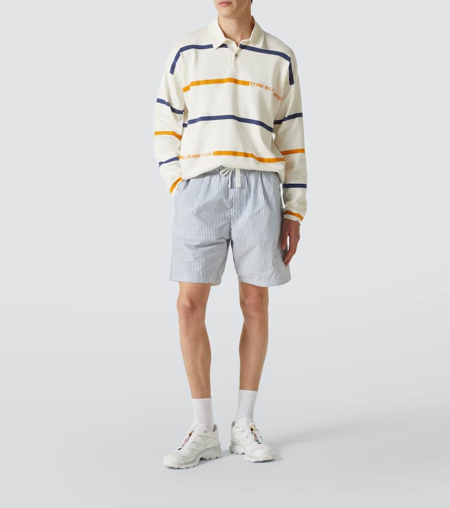Stone Island Striped Cotton Shirt In White