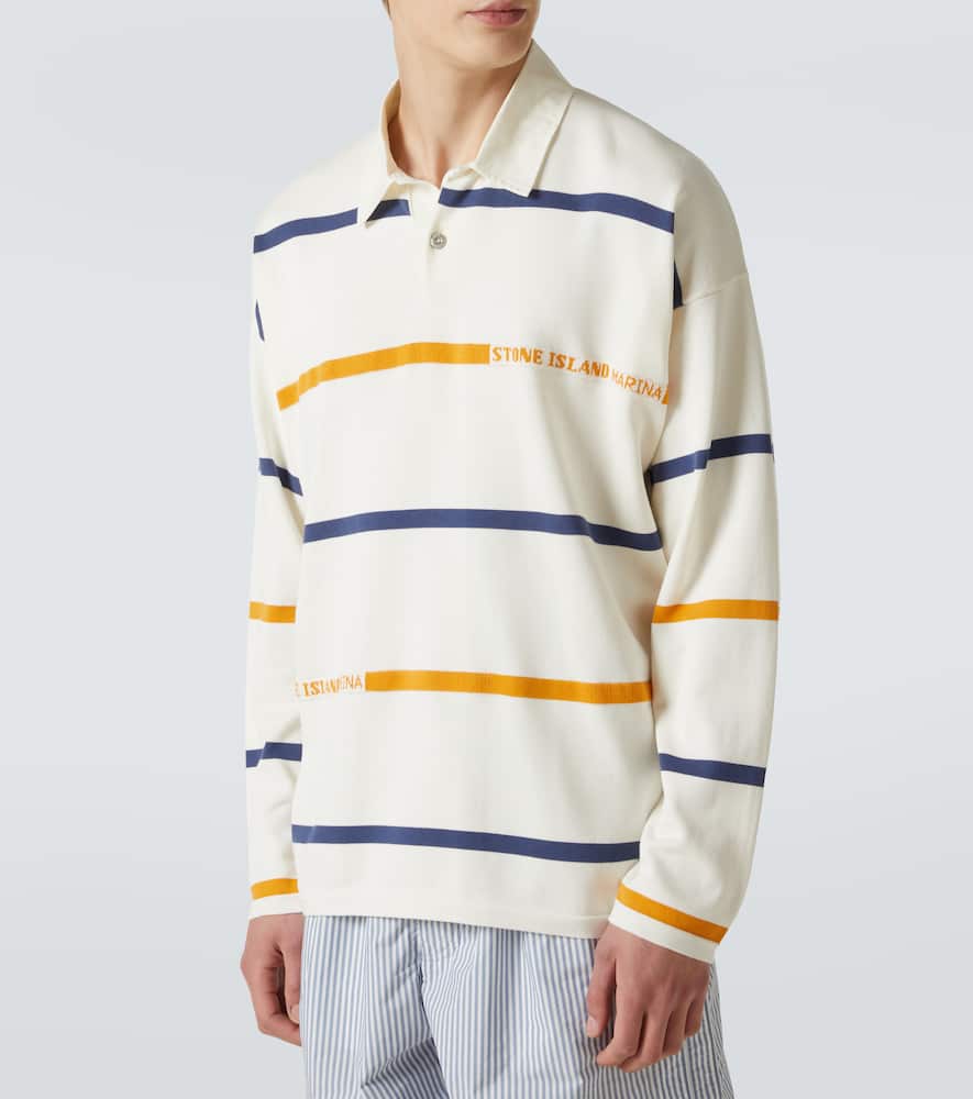 Stone Island Striped Cotton Shirt In White