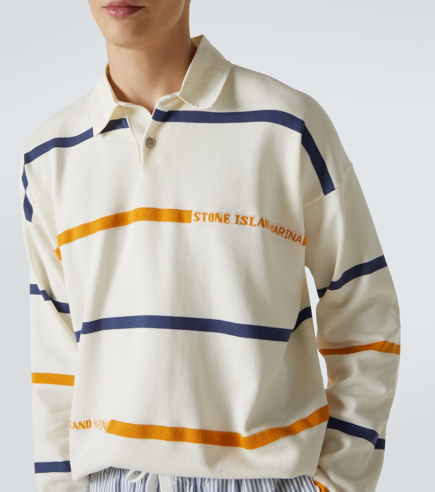 Stone Island Striped Cotton Shirt In White