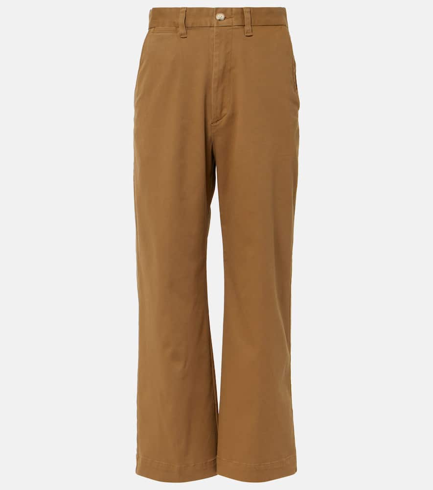 Cropped cotton-blend chinos