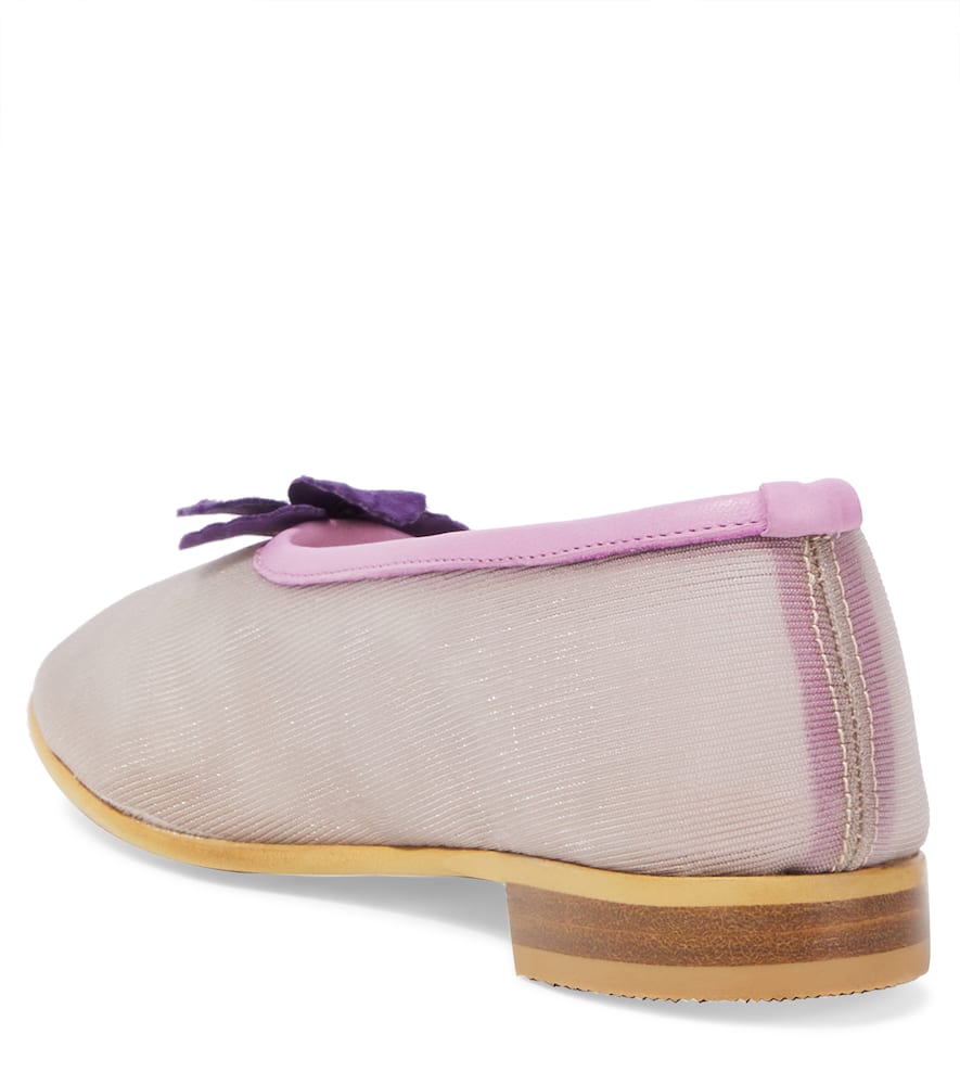 Pèpè Floral-appliqué Mesh Ballet Flats In Purple