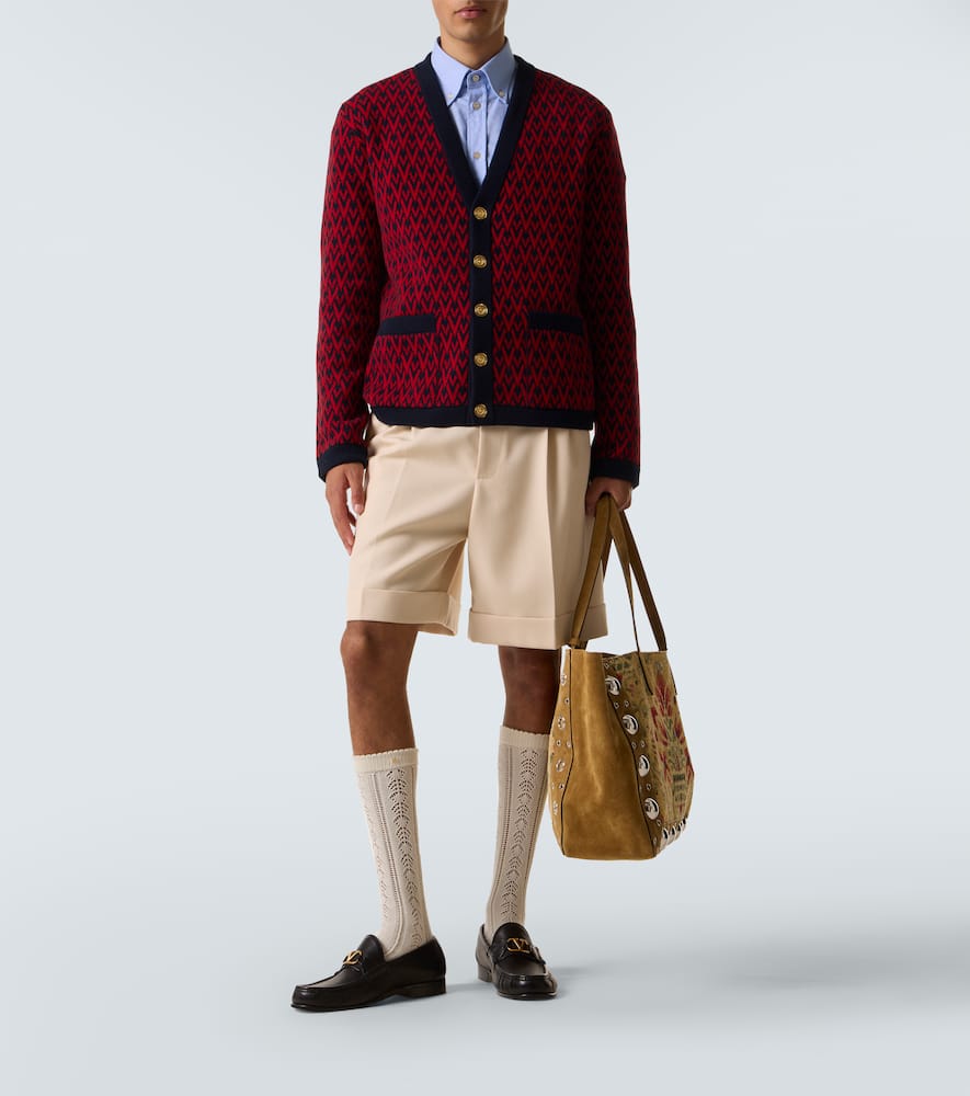 Valentino Cardigan With Toute La V Pattern In Blue
