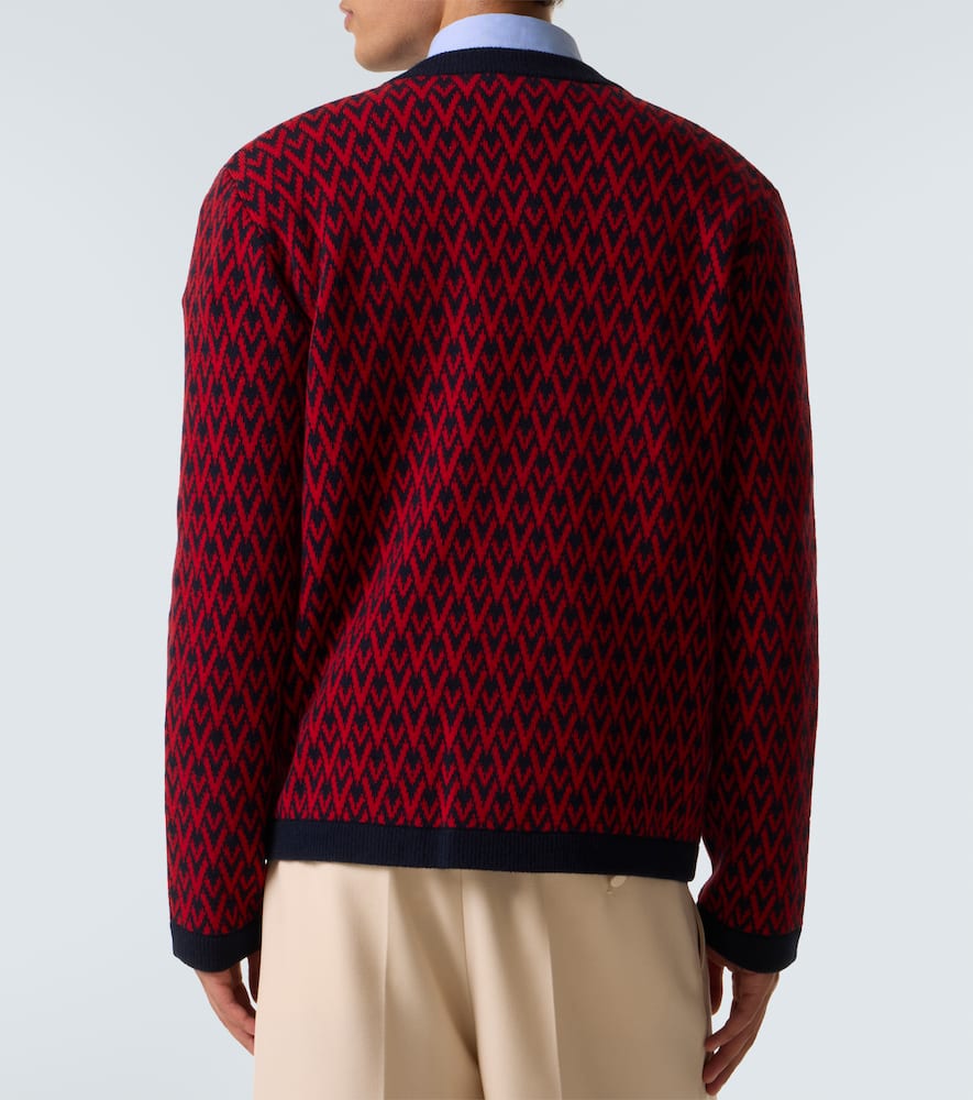 Valentino Cardigan With Toute La V Pattern In Blue