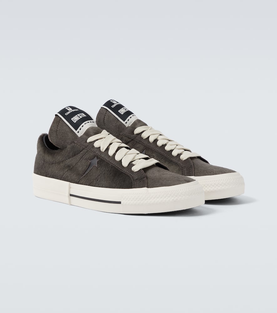 Rick Owens X Converse Calf Hair Sneakers In Brown