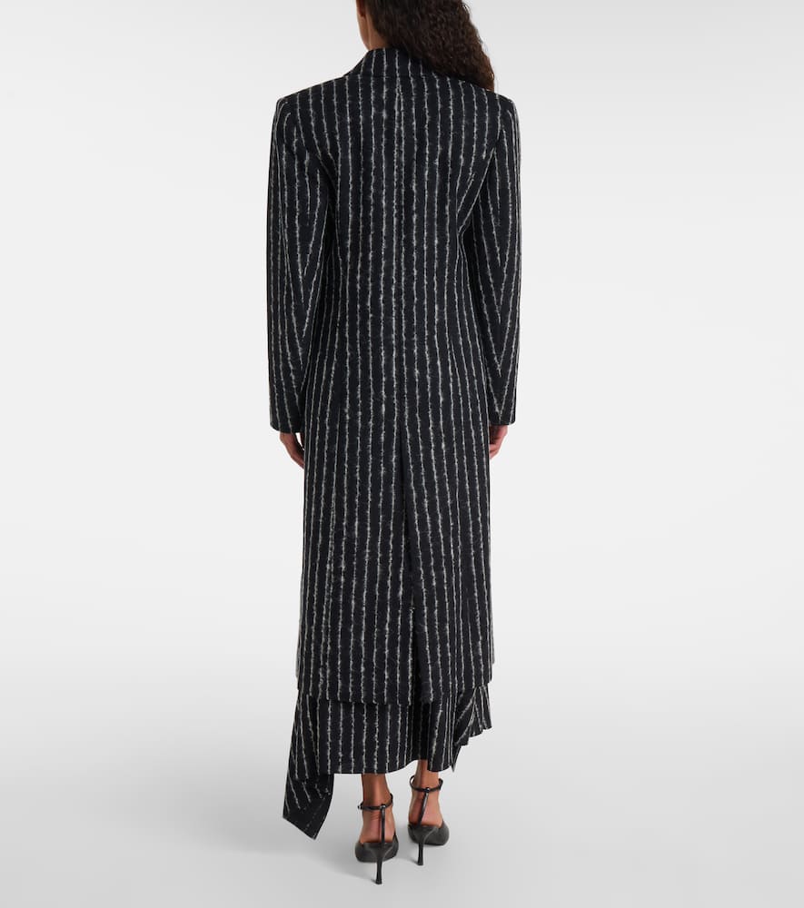 Mugler Pinstripe Wool-blend Coat In Black