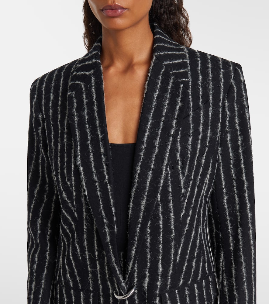 Mugler Pinstripe Wool-blend Coat In Black