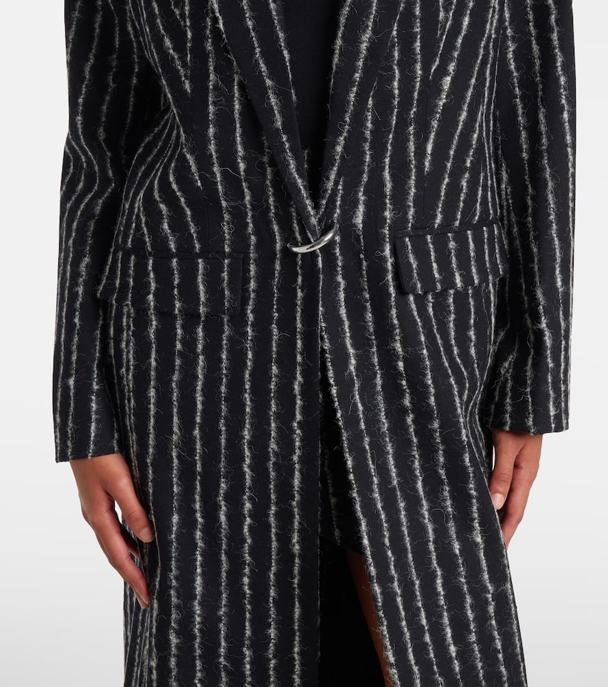 Mugler Pinstripe Wool-blend Coat In Black