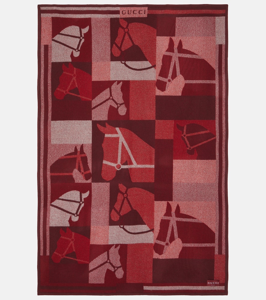Jacquard wool and cashmere blanket