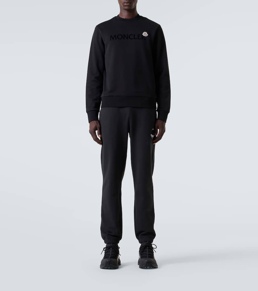 Moncler Crew Neck Cotton Sweatshirt In Black