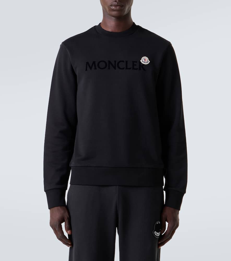 Moncler Crew Neck Cotton Sweatshirt In Black