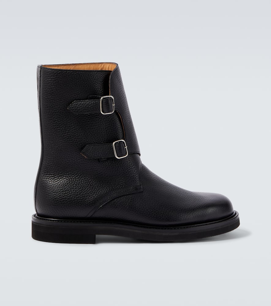 Auralee Leather Biker Boots In Black