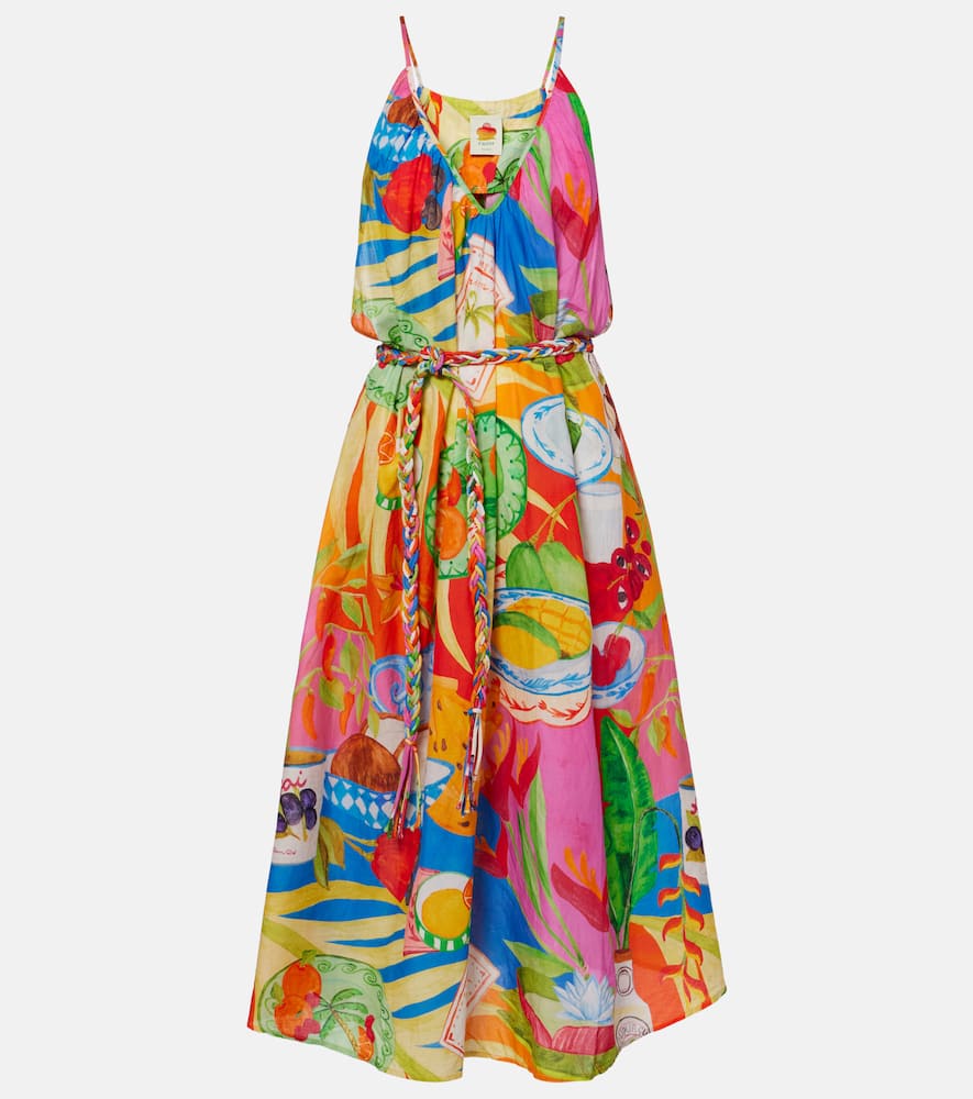 Printed cotton midi dress