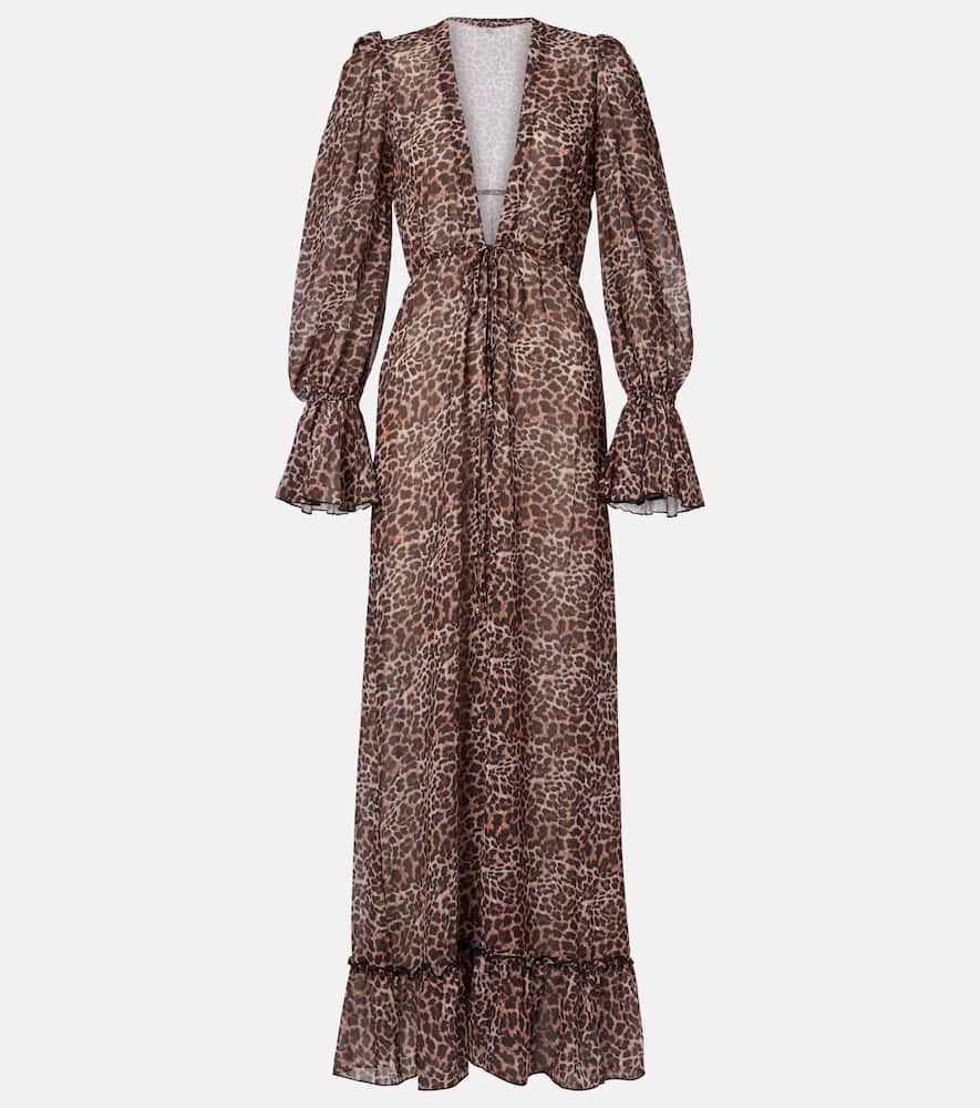 Berta leopard-print beach cover-up