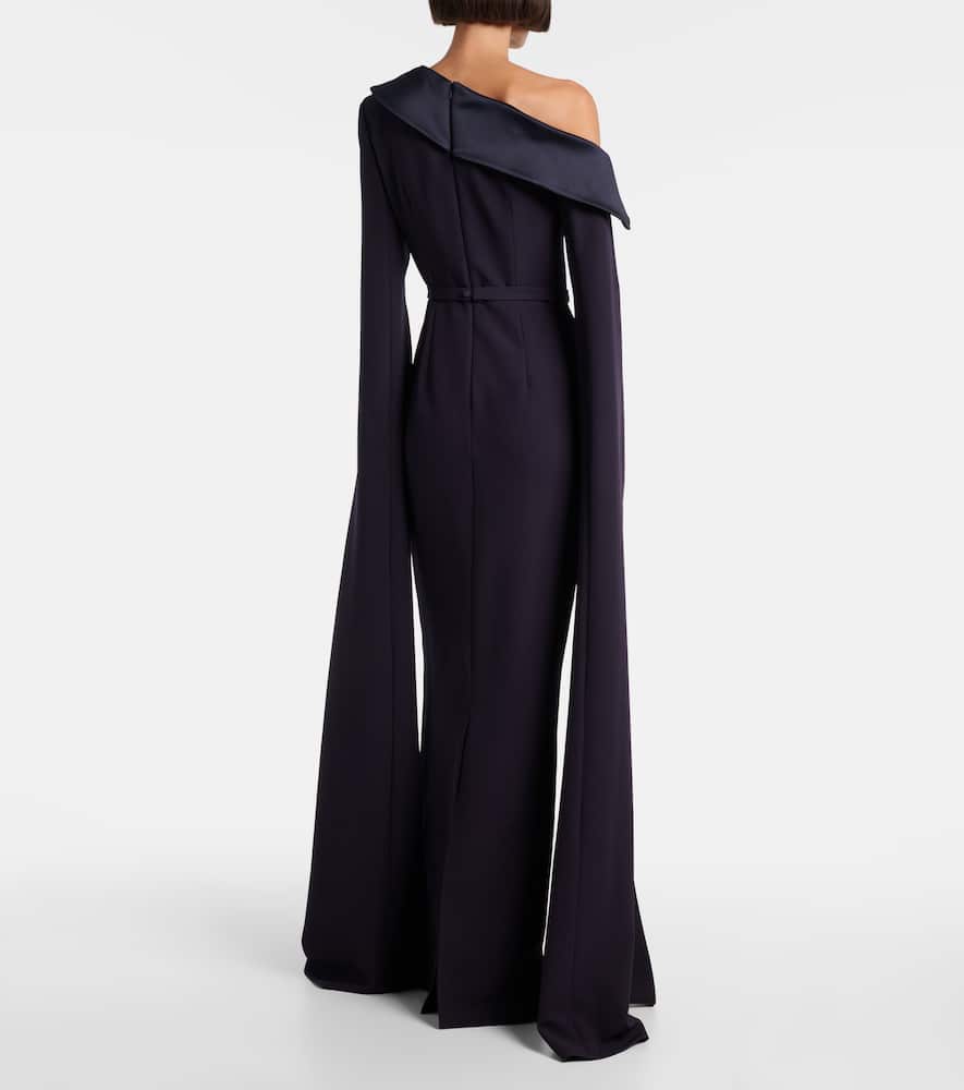Safiyaa Rinoa Caped Crépe Gown In Blue