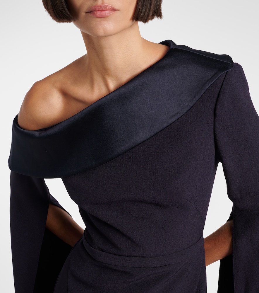 Safiyaa Rinoa Caped Crépe Gown In Blue