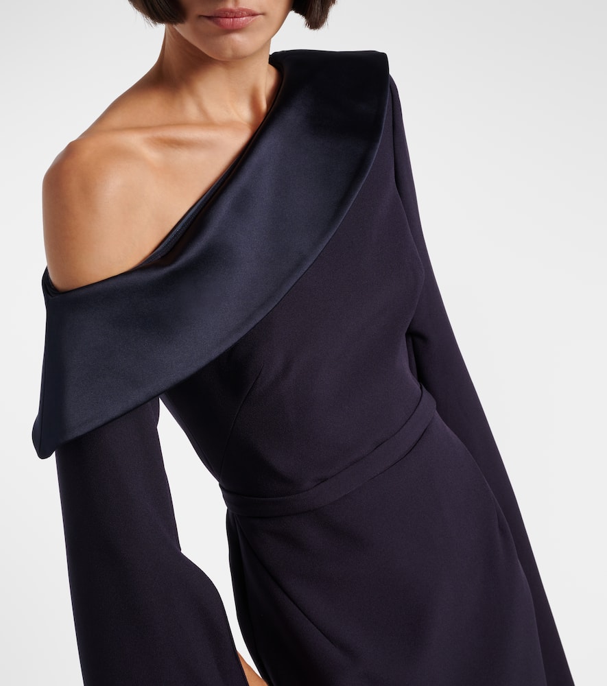 Safiyaa Rinoa Caped Crépe Gown In Blue