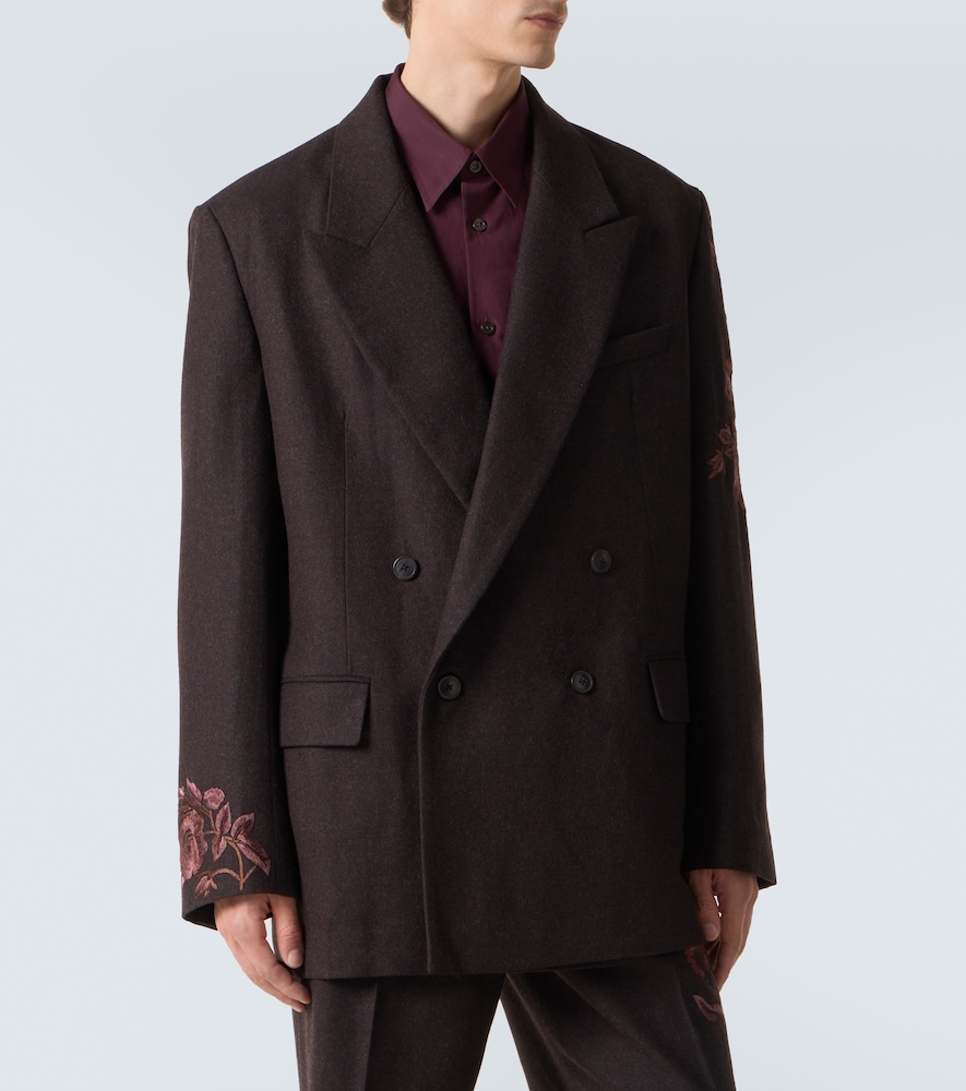  Dries Van Noten Dries Van Noten Embroidered Wool Flannel Blazer 