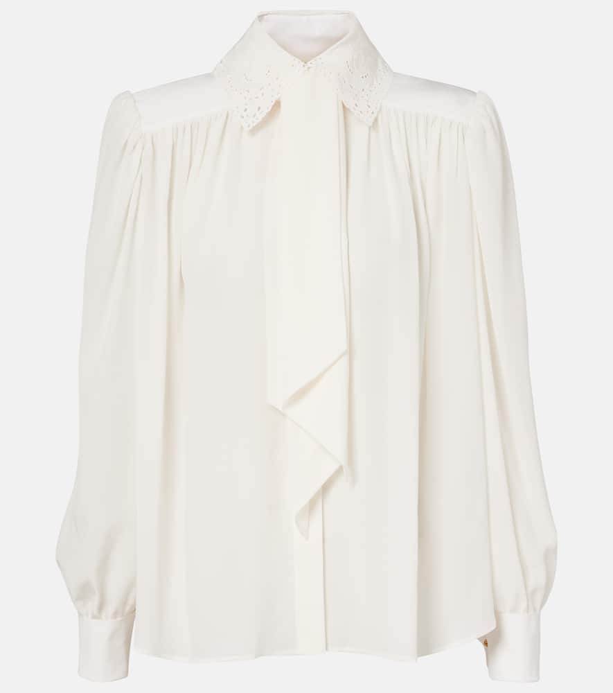 Chloé Scarf-detail Silk Crêpe De Chine Blouse In White