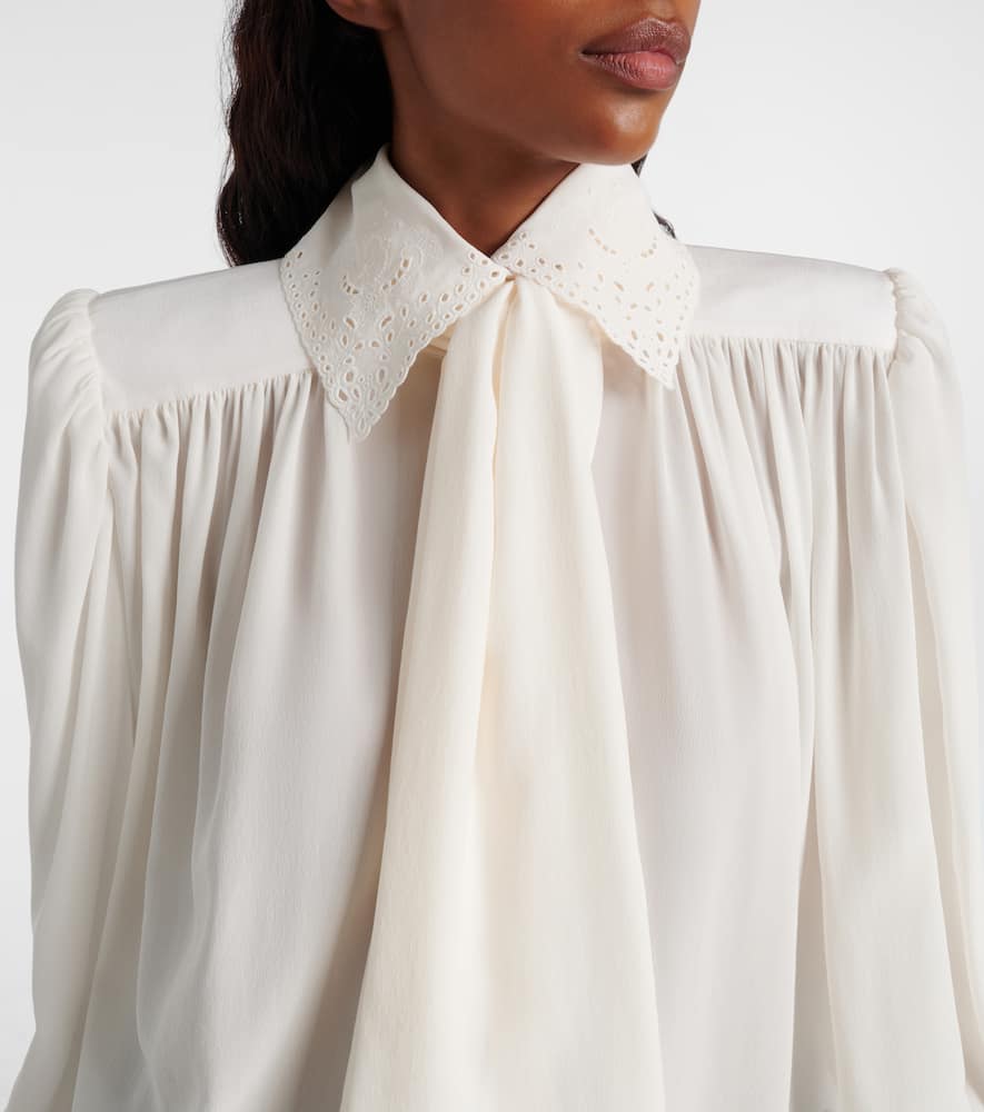 Chloé Scarf-detail Silk Crêpe De Chine Blouse In White