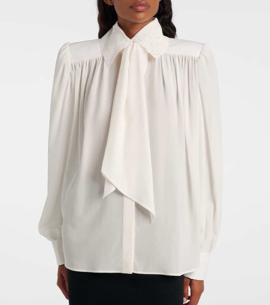 Chloé Scarf-detail Silk Crêpe De Chine Blouse In White