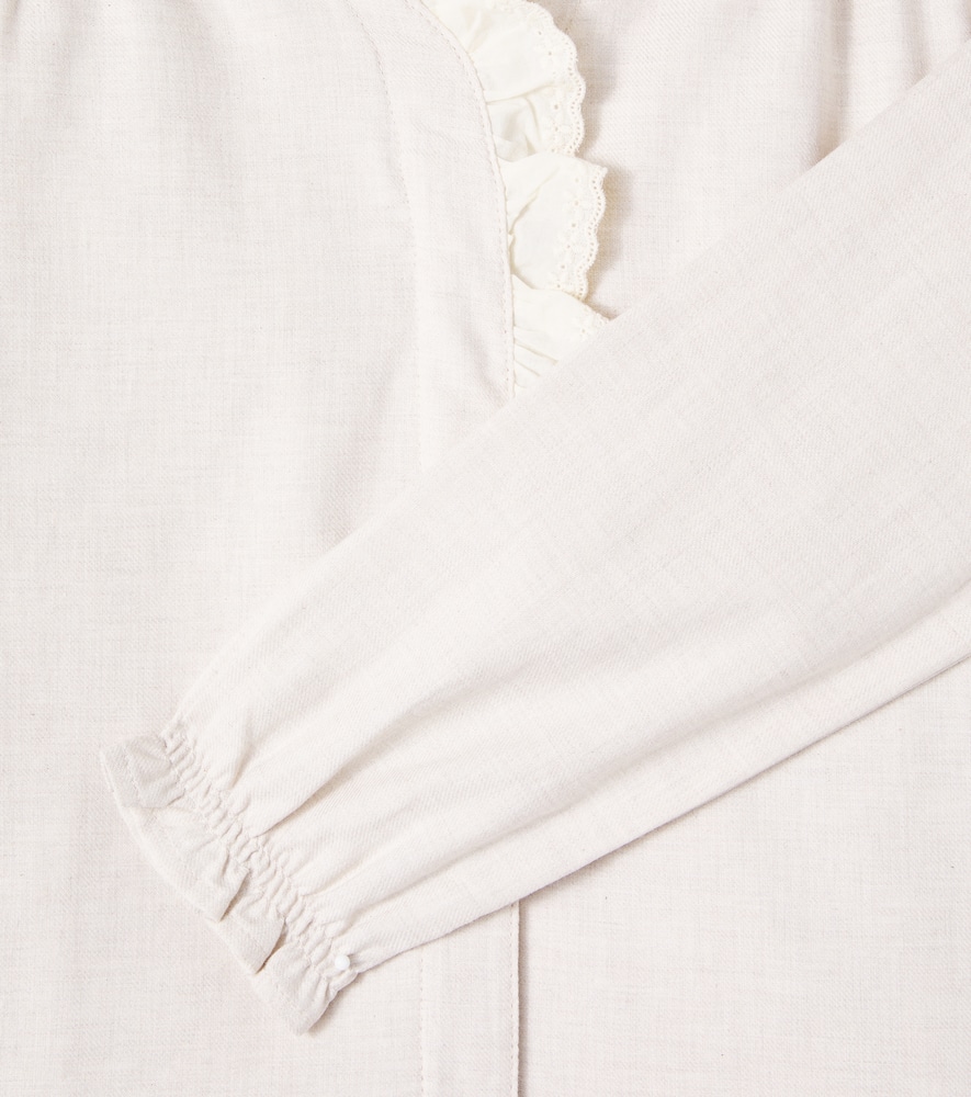 Cozmo Malaca Ruffled Cotton Blouse In Neutral