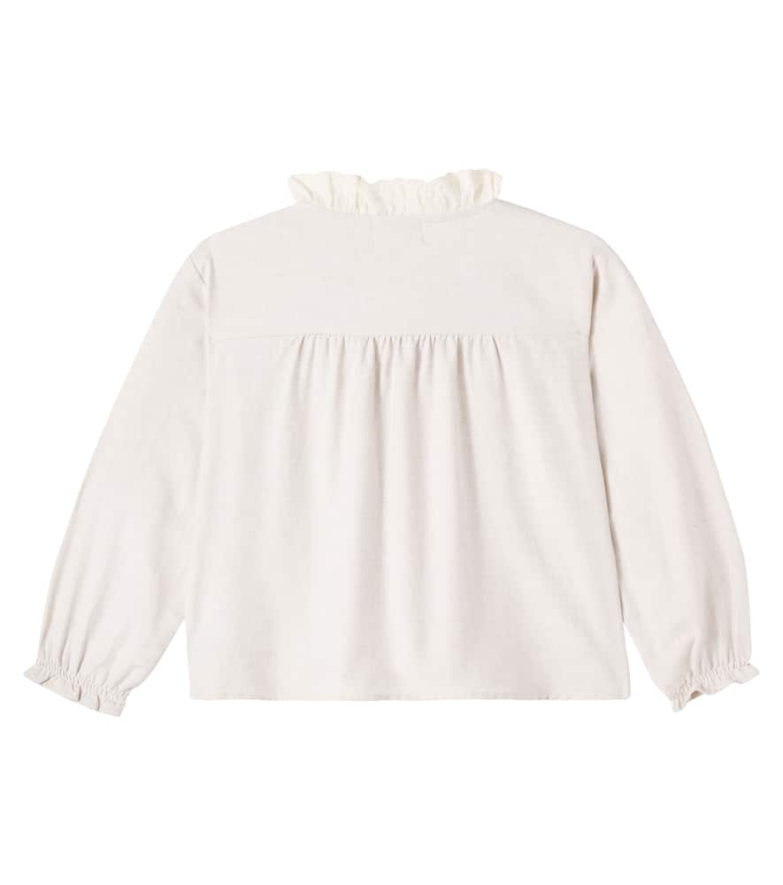Cozmo Malaca Ruffled Cotton Blouse In Neutral