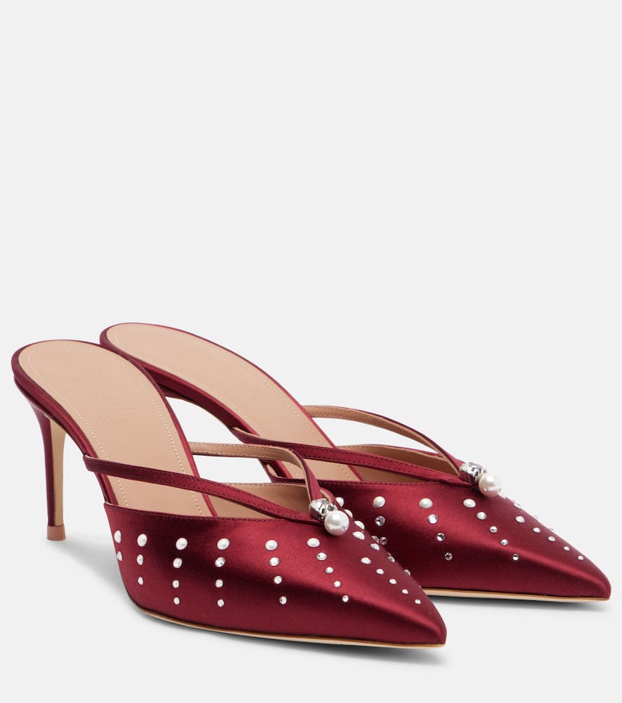 Malone Souliers Marisa 70 Embellished Satin Mules In Red