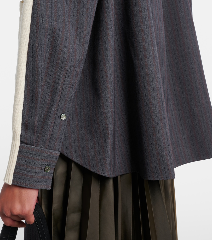  Sacai Sacai Striped Layered Wool Cardigan 