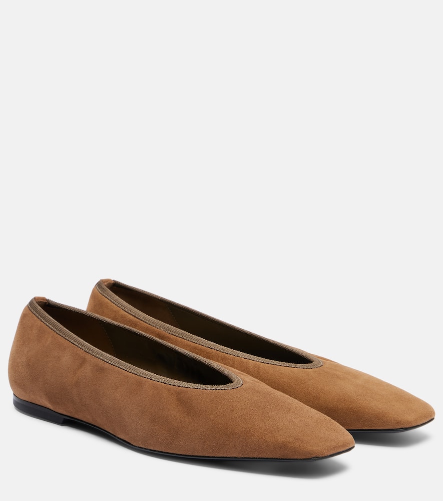 Totême Suede Ballet Flats In Brown