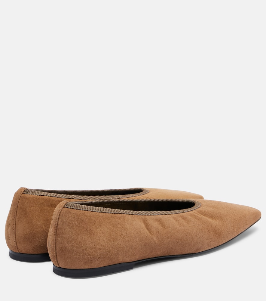 Totême Suede Ballet Flats In Brown