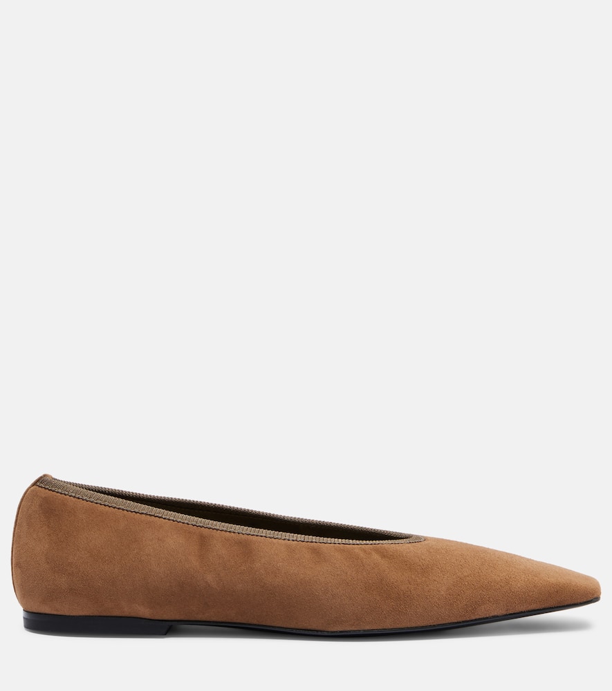 Totême Suede Ballet Flats In Brown