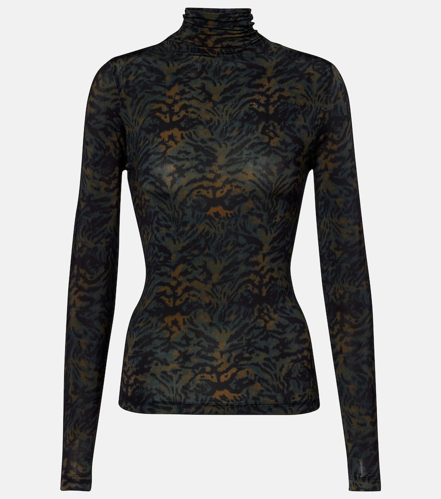 Ulla Johnson Aurelia Printed Jersey Turtleneck Top In Multi