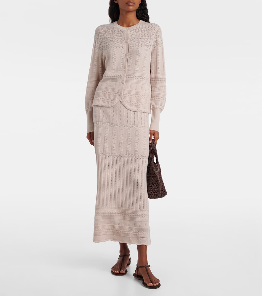 Eres Trio Pointelle Wool And Cashmere Cardigan In Neutral