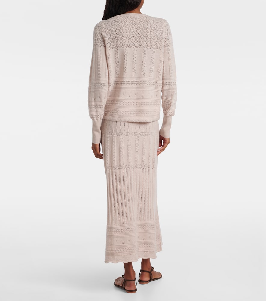 Eres Trio Pointelle Wool And Cashmere Cardigan In Neutral