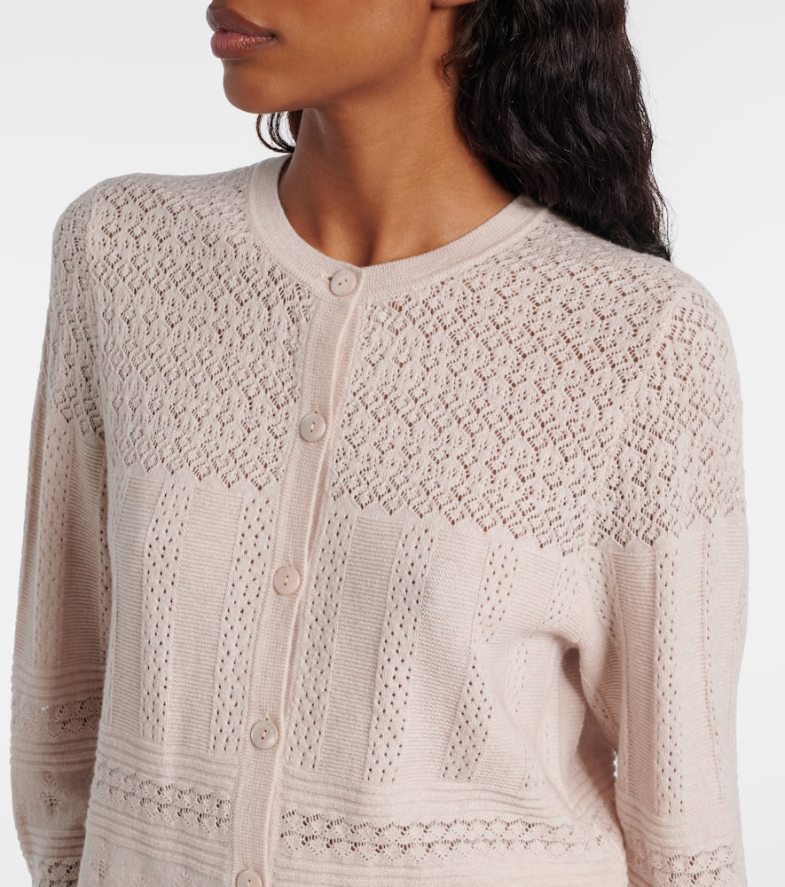 Eres Trio Pointelle Wool And Cashmere Cardigan In Neutral