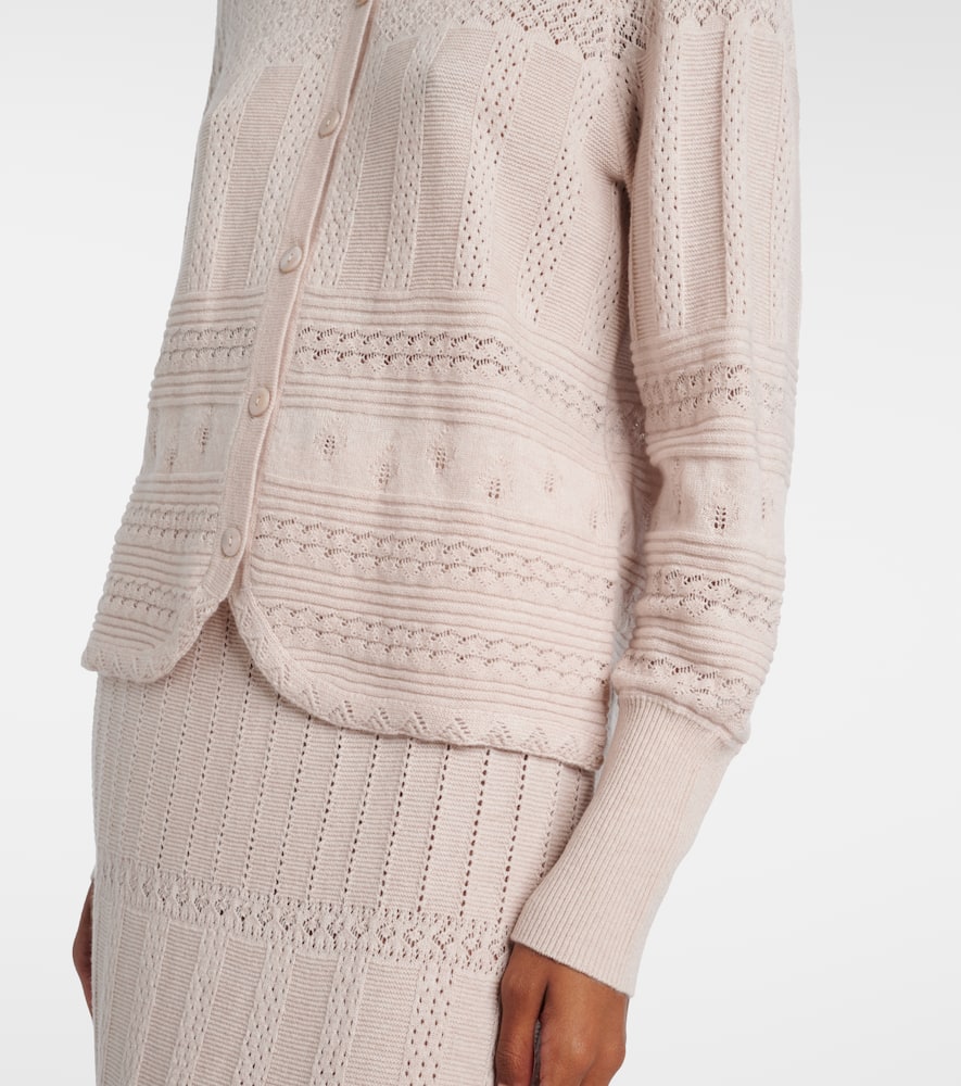 Eres Trio Pointelle Wool And Cashmere Cardigan In Neutral