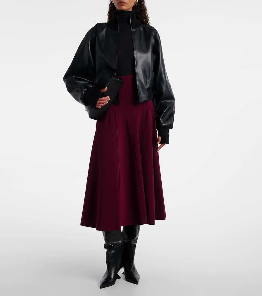 Norma Kamali Flared Maxi Skirt In Burgundy