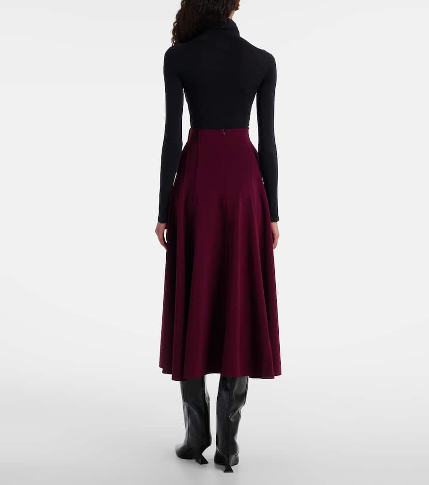 Norma Kamali Flared Maxi Skirt In Burgundy
