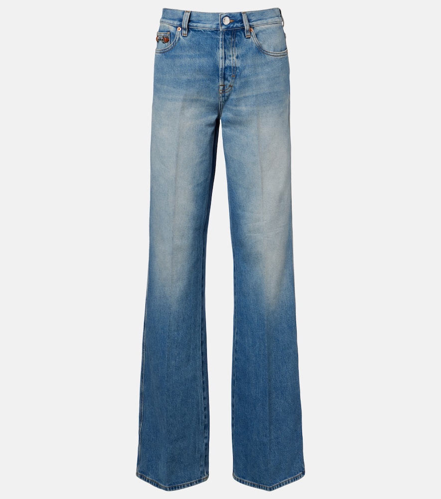 Gucci Horsebit Mid-rise Flared Jeans In Blue