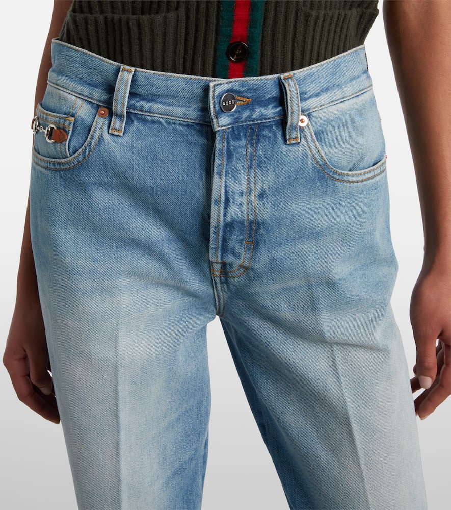 Gucci Horsebit Mid-rise Flared Jeans In Blue
