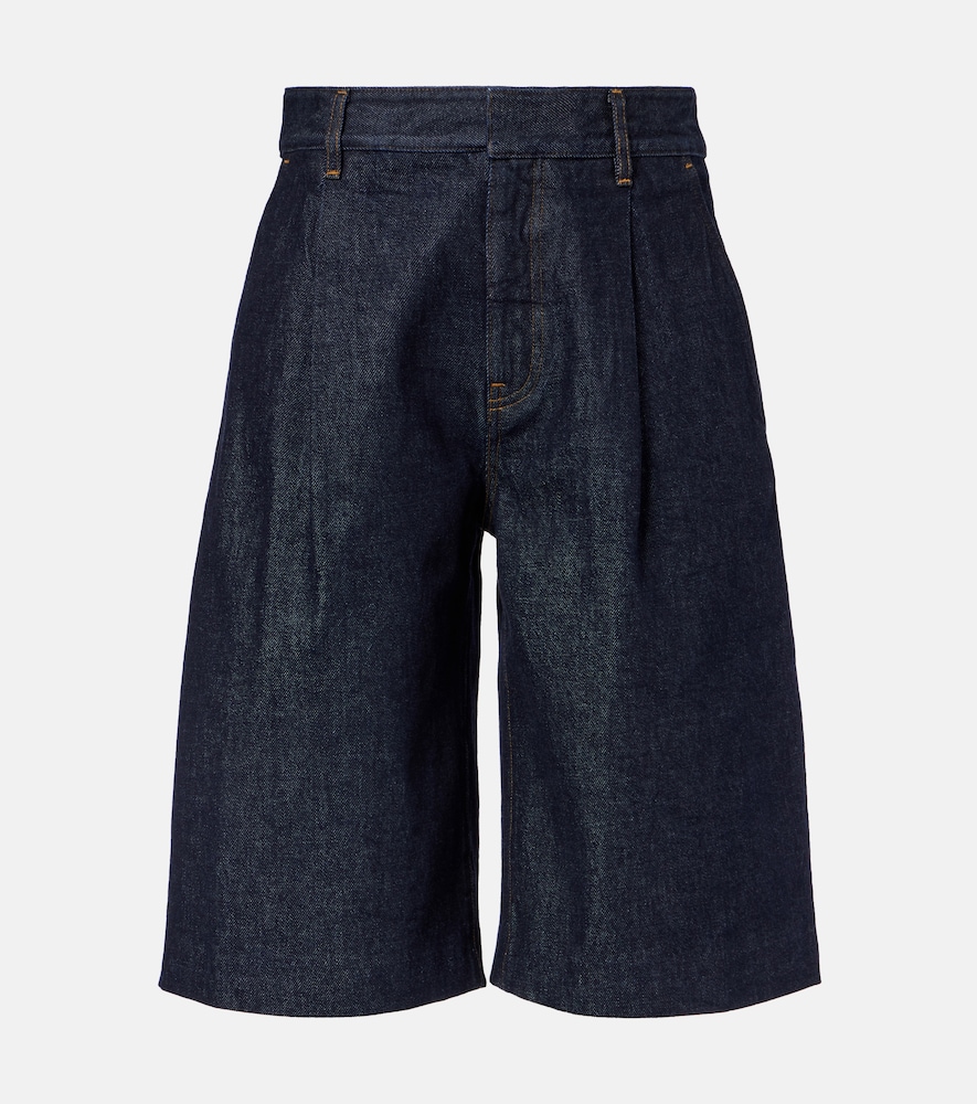 Frame Tailored low-rise denim wide-leg shorts