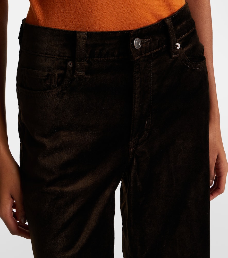 Frame Le Slim Palazzo Cotton-blend Velvet Wide-leg Pants In Brown