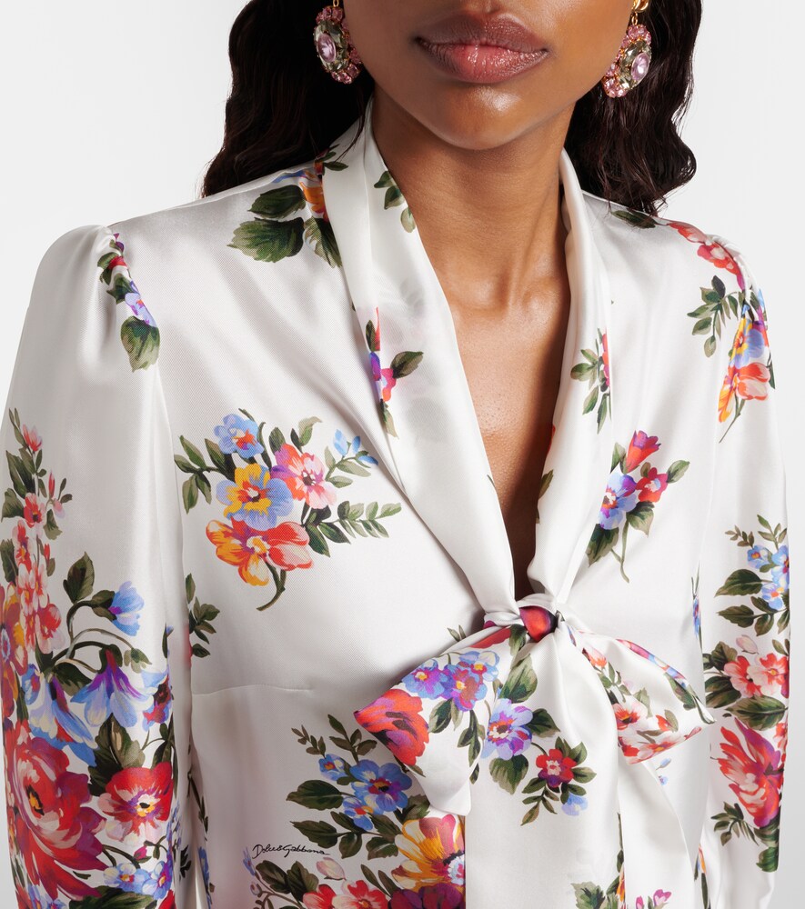 Dolce&Gabbana Floral Tie-Neck Blouse