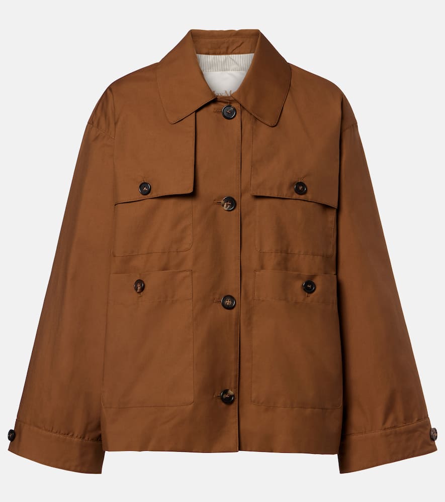 Max Mara The Cube Bouquet Cotton-blend Twill Jacket In Brown