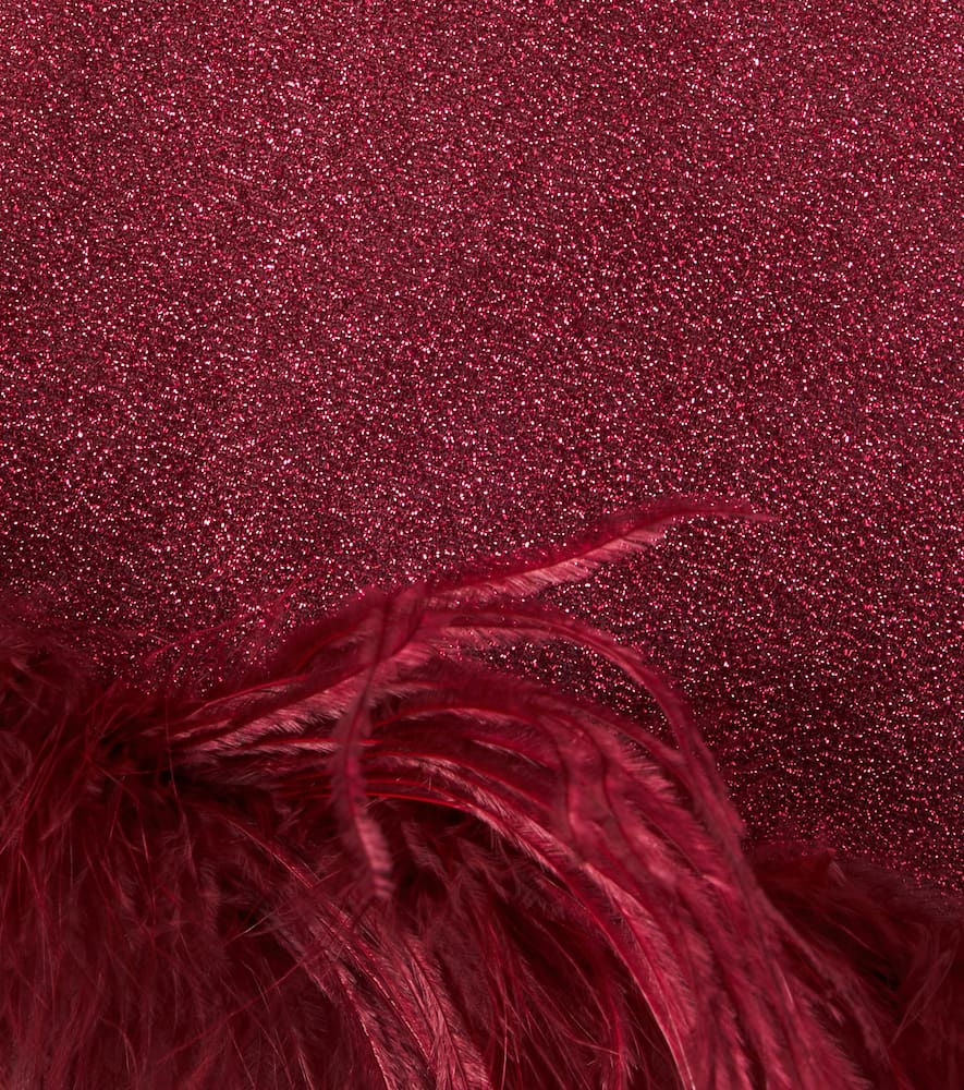 Oseree Oséree Kids Lumière Feather-trimmed Top In Burgundy