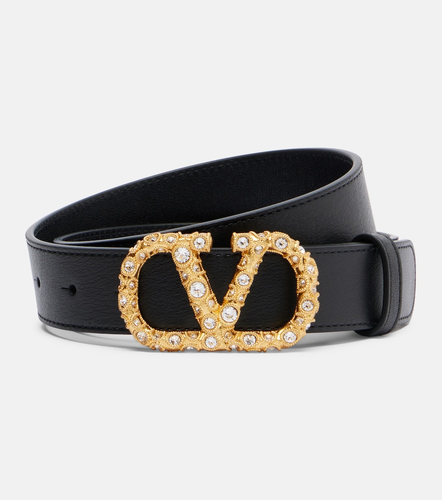Valentino Garavani VLogo Swarovski-embellished leather belt