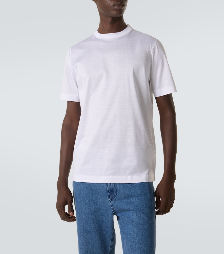 Canali White Microstructured Cotton T-shirt With Closed Hem